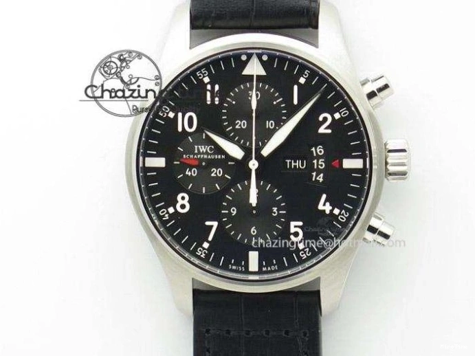 MIROTIME 0601 Pilot Chrono SS IW387808 CF3 ZF 1:1 Best Edition On Brown Leather Strap A Soft 7328